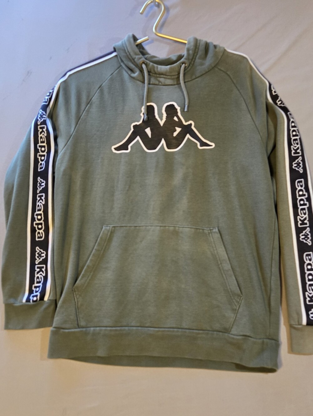 Kappa Olive Green Logo Tape Hoodie - Men's Pullover Sz M